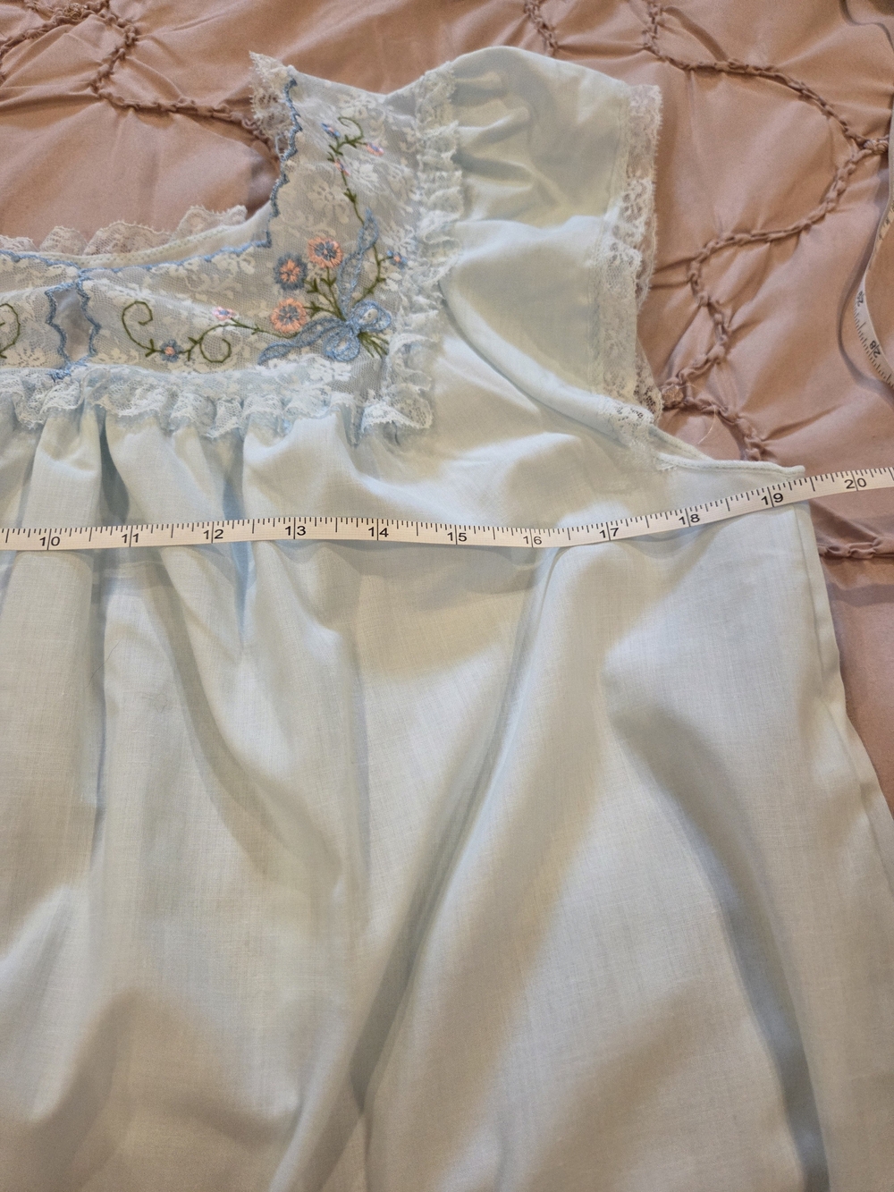 Vintage Sears Pale Blue Embroidered Nightgown - Picture 7 of 8
